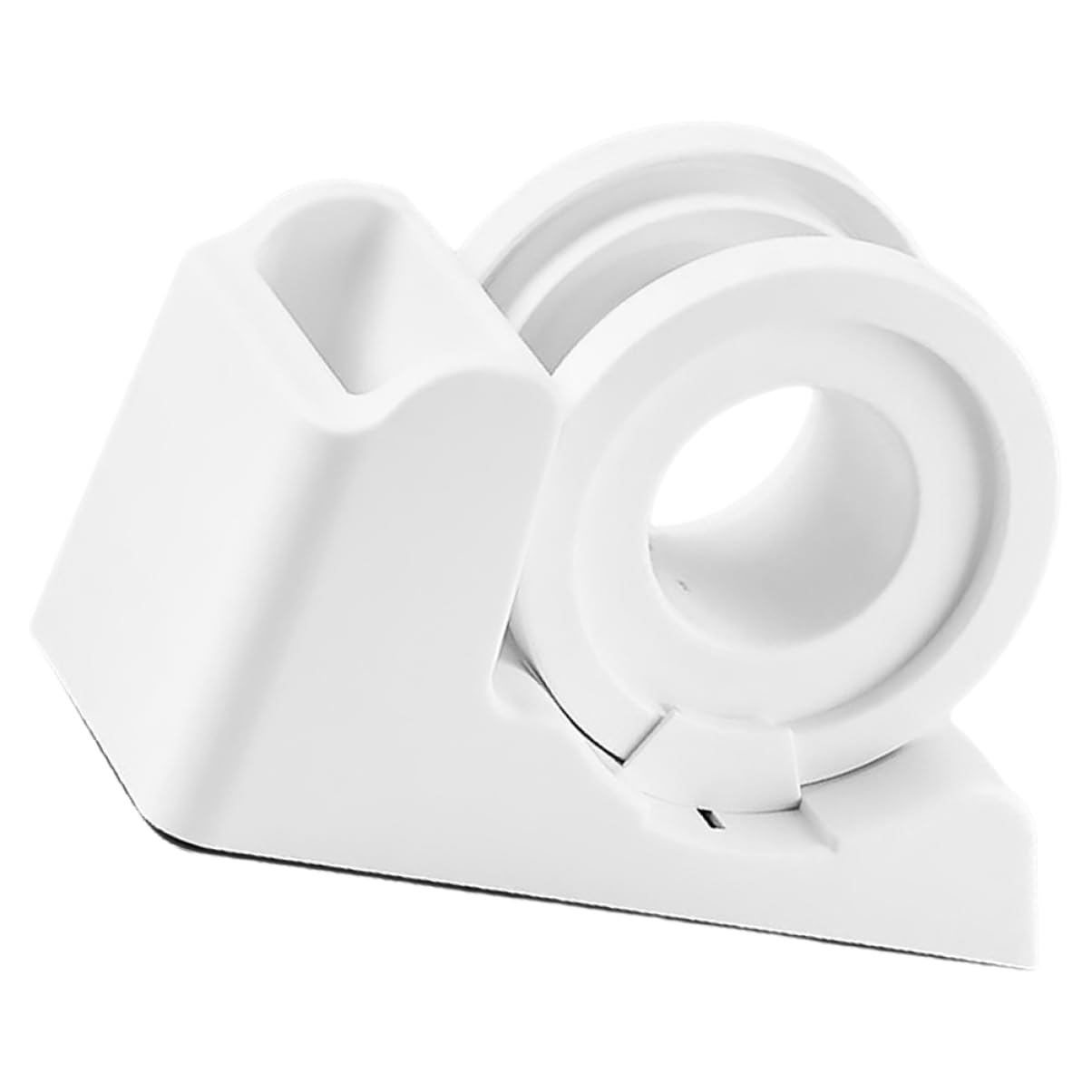 Dispenser per Nastro Adesivo da Scrivania in Plastica Bianco | Design Compatto e Semplice, Supporto Portatile per Ufficio e Scuola, Finitura Elegante