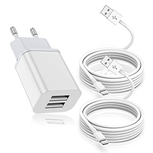iPhone Ladegerät mit Ladekabel,12W 2.4A Dual USB Stecker Netzteil mit 2Pack 2M Original Lightning Kabel Phone Charger lade adapter Adapter Power für Apple iPad iPhone12/11/XR XS 8/7/se Pro Max/Pro/Min Cover