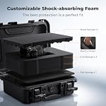 K&F Concept Waterproof Hard Case, Portable Protective Camera Case, Customizable Foam Case Fit Use of Camera, Drones, Equipments -13.5x11.4x5.3inch