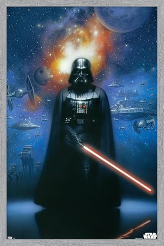 Trends International Star Wars: Saga - Vader in Space Wall Poster, 34L x 22.4W, Gray Framed Version