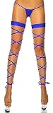 krautwear® Damen Overknees Elastische Halterlose Wickel Strümpfe Wrap Set Mit String Geöffnet Karneval Fasching Cosplay Strip