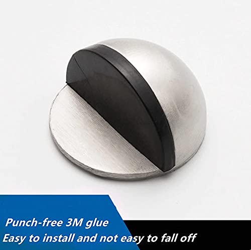 Ltiyitl Stainless Steel Half Dome Floor Door Stop Self-Adhesive With Rubber Free Punching—Ground Door Stops For Bedroom Living Bath Shower Room Office Silver—Stainless Steel Floor Door Stopper（4Pcs） #TOP3