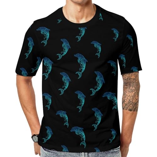 Dolphin Vintage Unisex Adult T-Shirts Summer Short Sleeve Tee Casual Tops Funny Graphic XL
