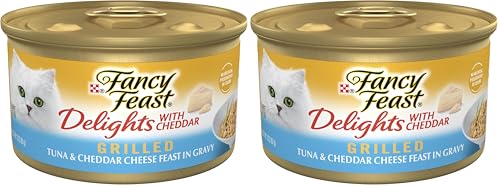 Fancy Feast Purina Delights with Cheddar Grilled Tuna and Cheddar Cheese Feast in Wet Cat Food Gravy Cat Food -3 oz. Cans (Pack of 48) - image 1