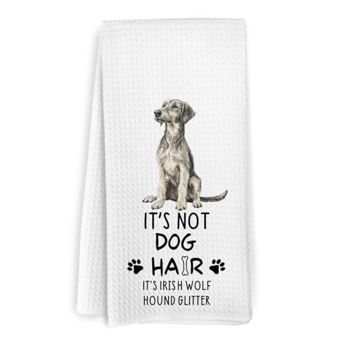 KFXHANGD Funny Irish Wolfhound Dog Kitchen Towels, It's Not Dog Hair It's Irish Wolfhound Glitter Dish Towels, Dogs Themed Hand Tea Towel for Bathroom Kitchen Decor, Dogs Gifts for Women Men, 16x24 In