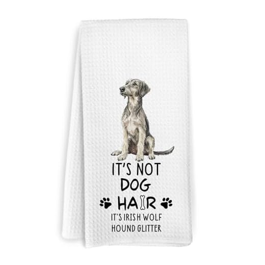 KFXHANGD Funny Irish Wolfhound Dog Kitchen Towels, It's Not Dog Hair It's Irish Wolfhound Glitter Dish Towels, Dogs Themed Hand Tea Towel for Bathroom Kitchen Decor, Dogs Gifts for Women Men, 16x24 In