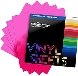 TECKWRAP Cold Sensitive Color Changing Vinyl for Craft Cutter Adhesive Permanent Vinyl Sheets(Translucent to Blue, Red, Purple,Orange,Yellow,Green),12" x 12" 6 Sheets/Pack