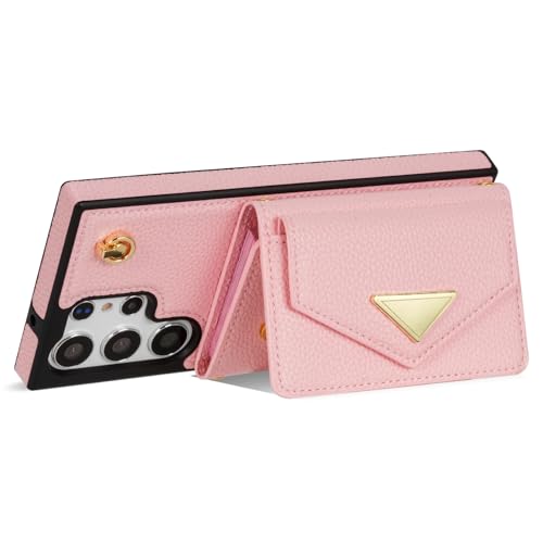 Étui portefeuille Samsung S26 Plus rose, protection cuir avec sangle - 5