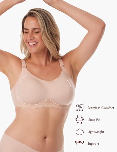 Momcozy Nursing Bras for Breastfeeding, Seamless Ultra Comfort Maternity Bra with Performax™ Technology U Neck Pregnancy Bra3
