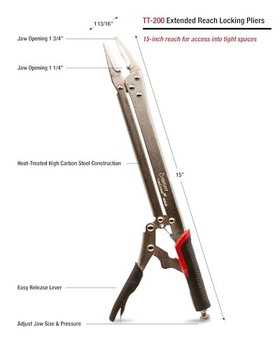 Image of Triplett TT-200 LongLockers 15-inch Extended Reach Locking Pliers with Non-Slip Handles