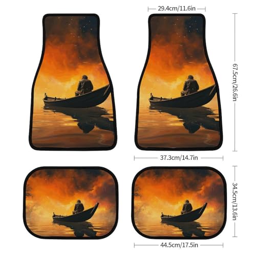 Tapis de protection de véhicule contre la saleté : lot de 4 au motif homme et bateau - 2