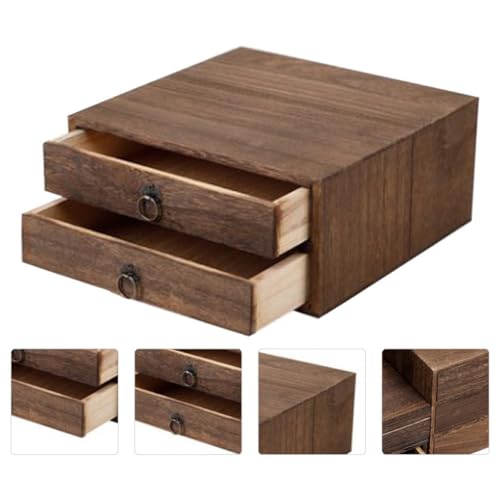 Boîte à thé en bois marron à tiroirs VALICLUD pour gâteaux de thé
