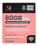 Three 80GB Data SIM - Uncapped 5G - Preloaded...