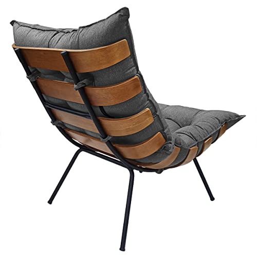 Poltrona Costela e Puff Costela - Moveis Roperi (Linho Grafite)