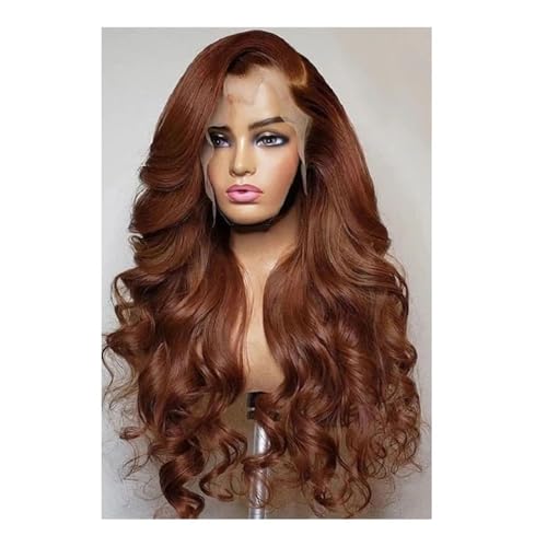 yinxx240708 13x4 Chocolate Brown Lace Front Wig Human Hair Transparent