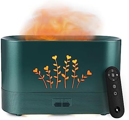 Depulat Flame Diffuser Humidifier 300ml Aroma Diffusers for Essential Oil Large Room-Upgrade with Remote Control Adapter Protection for Spa Home Yoga Office.(Green)