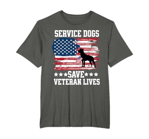 Military Veteran Service Dog American Flag USA Patriotiic T-Shirt