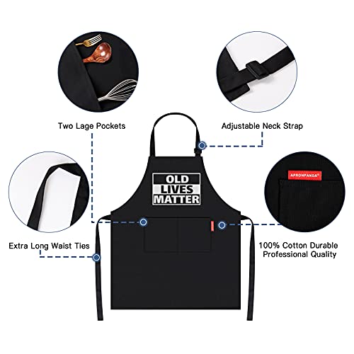 Apronpanda Old Lives Matter Kitchen Apron For Men Women - 40Th 50Th 60Th 70Th Birthday Gifts For Men Women, Retirement Gift For Coworkers Friend, Gift For Mom And Dad, Gag Gift For Grandpa, Grandma #TOP1