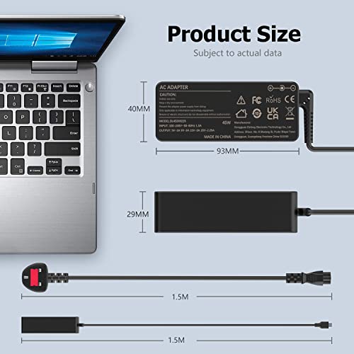 USB C Laptop Charger, 45W Chromebook Charger Compatible with Acer Chromebook HP Chromebook Asus Chromebook Lenovo Chromebook Samsung and More Type-C Adapter Power Supply Cord UK Plug - Image 6