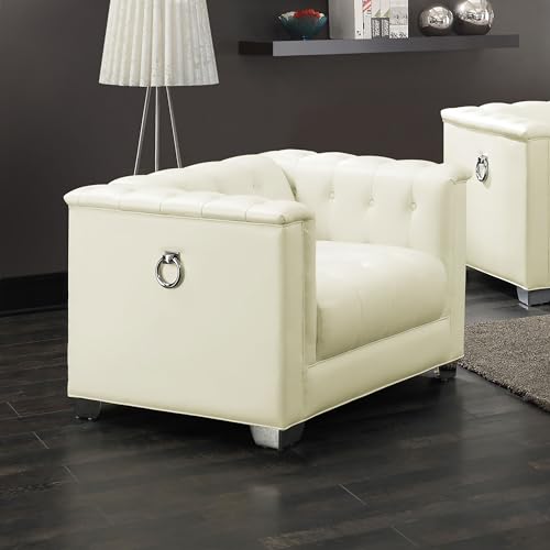 Sillón Blanco con Tapizado de Cuero Sintético miniatura 2