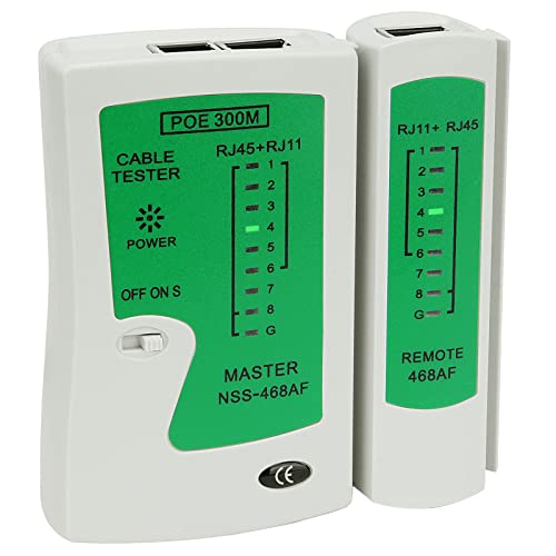Brileine RJ11 RJ45 Cable Tester, LAN Network Tester / Continuity Tester for RJ45 RJ11 Data Cable Twisted Pair Connections, CAT5/CAT6/CAT7 UTP LAN Wire Test Tool