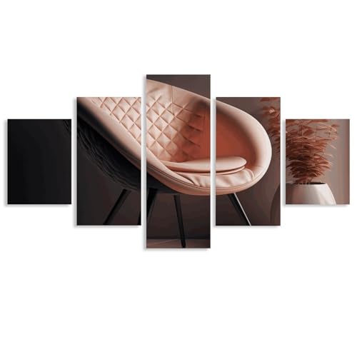 Tableau moderne en lot de 5 peintures sur toile pour valoriser un grand mur vide