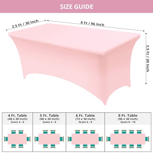 Image of Utopia Kitchen Spandex Tablecloth 2 Pack [8FT, Pink] Tight, Fitted, Washable and Wrinkle Resistant Stretch Table Cloth Rectangle Cover for Trade Show, Weddings & Parties [96Lx30Wx30H Inch]