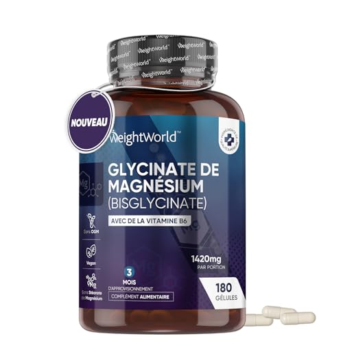 Magnésium Glycinate 1420 mg 180 Gélules Vegan + Vitamine B6