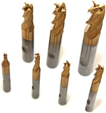 End Mill Cutter Set TiN HSS M2 3 / 4 / 5 / 6 / 8 / 10 / 12 mm