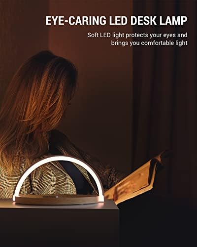 Bedside Lamp with Wireless Charging, COLSUR Table Lamp with Touch Control, 3 Brightness Levels, Cell Phone Holder and Eye-Caring Night Light for Kids Adult Home Bedroom Office