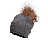 Lawliet Womens Cashmere Wool Hat Knitted Pom Pom Beanie Croche Slouchy A392 (Dark Gray)