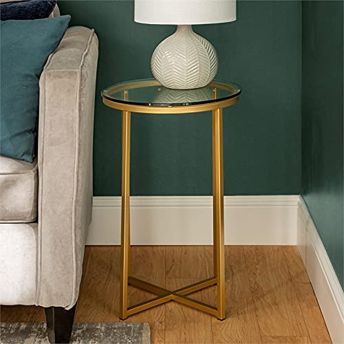 Pemberly Row 2-Piece Round Coffee Table Set Of Glass In Gold #TOP5