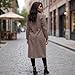 FUPODD Wollmantel Damen Lang Wintermantel Damen Elegant Trenchcoat Reverskragen Langer Mantel Mit Taschen Winterjacke Warm Zweireihig Damenmantel Winter Wolle Mäntel Frauen Einfarbig Übergangsmantel