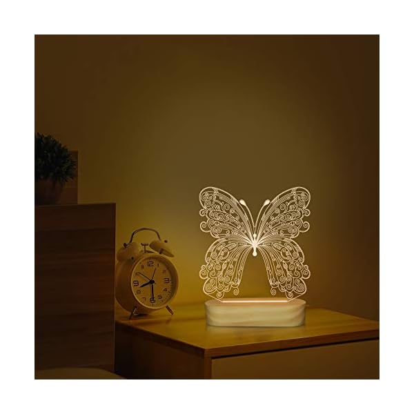 3D optische Täuschung Lampe Schmetterling Nachtlicht für Kinder Baby Mädchen Schlafzimmer Dekor Geschenke, weiche… – Bild 4
