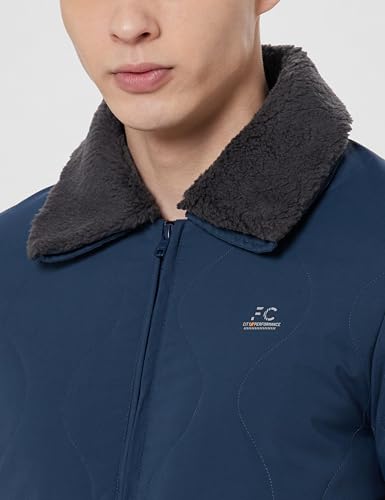 Image of Qube By Fort Collins Men's Fur Collar Bomber Jacket - Padded Quilted Puffer Winter Jacket for Men | Full Zip Warm Aviator Jacket with Sherpa Collar & Flap Pockets for Winter Wear & Daily Use