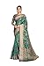 COTTON SHOPY Women's Kanjivaram Art Silk Blend Floral Saree with Unstitched Blouse Piece (Cott-2353 Teal Green)