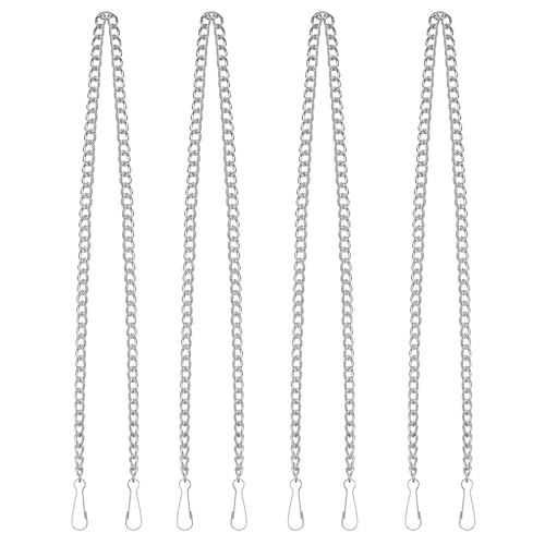 Image of SANGLE SOPFFY Stained Glass Window Hanging Chain, 4 Pcs 30 Inch Silver Metal Picture Hanging Chain Sunshine Catcher Stained Glass Window Panels Chains