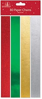 80 Christmas Paper Chains - 4 Colours Per Pack - Metallic
