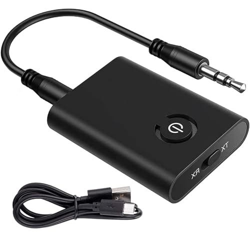 Bluetooth Adapter Audio 5.0, 2 in 1 Wireless Sender Empfänger, Bluetooth Adapter 5.0 Transmitter mit 3,5mm Kabel für MP3 /MP4 Kopfhörer HiFi Lautsprecher Radio Auto TV PC Laptop Tablet