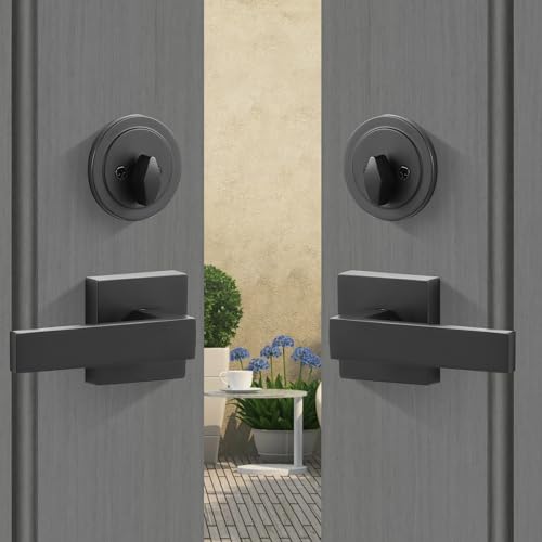 VEVOR Double Door Handle Set, Matte Black Square Door Lever, Double Front Door Handle Set with Reversible Handle Lever, Heavy Duty Double Door Lock Set with Dummy, for Office Door or Front Door by VEVOR - Image 8