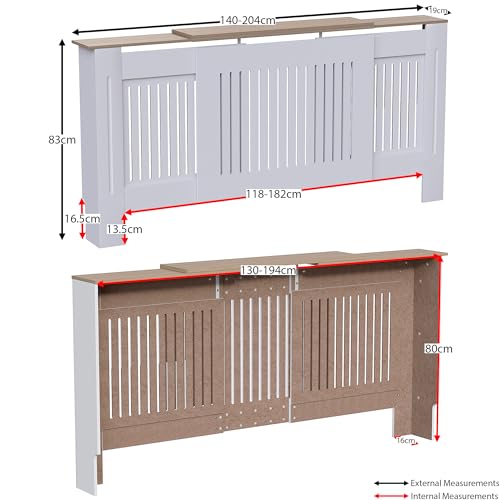 Vida Designs Arlington Heizkörperverkleidungen (weiß, verstellbar) Eingangsbereich, Wohnzimmer, Wohnmöbel