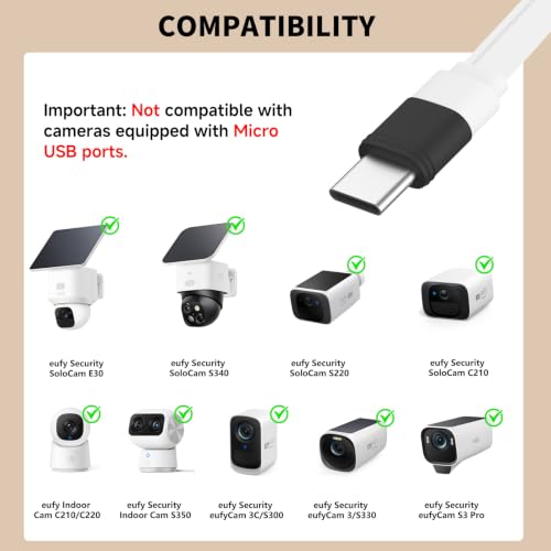 25ft Power Extension Cable with Adapter for eufy SoloCam S340/S220, E30, C210, for eufy Cam S350, E220, Weatherproof Charging Cord for eufyCam 3C/S300, 3/S330, Built-in Short-Circuit Protect Adapter by delilyn - Used condition - Image 2