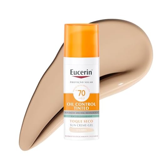EUCERIN Protetor Solar Facial Oil Control Cor Clara FPS 70 50ml, Antioleosidade, Proteção UVA, UVB e Luz Visível, Pele Oleosa