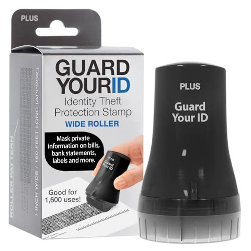 Image of Guard Your ID Wide Advanced Roller 2.0 Identity Theft Prevention Security Stamp Black
