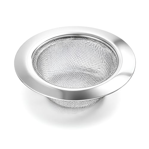 Image of DALUCI Stainless Steel Sink Strainer | Kitchen Sink Drain Filter & Waste Coupling Jali | Rust Proof Heavy Duty Sink Strainer Steel with Wide Rim (11 CM) (1)