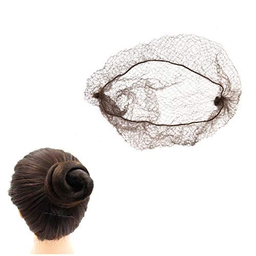 Timoo 50 PCS Hair Nets for Ballet Bun Elastic Edge Mesh Coffee Invisible Hairnets, 20 Inches