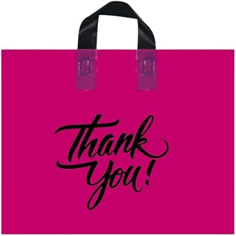 Infinite Pack Thank You Merchandise Bags, Die Cut Handles, Retail Shopping Bags for Boutique - Choose Color & Size