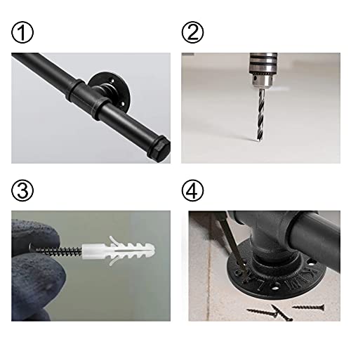 Rambarde escalier industrielle fer forgé barre support 457cm - 8