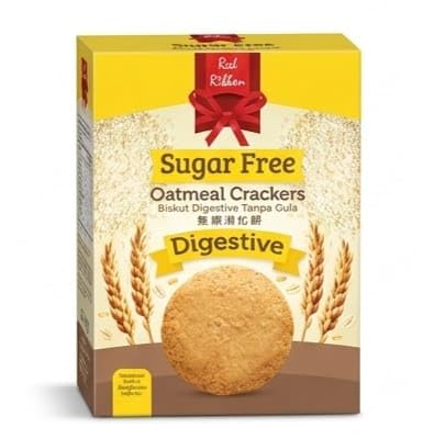 Red Ribbon Sugar-Free Oatmeal Crackers – Digestive Biscuits, by febora foods, 200g-image-0