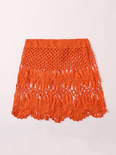 Image of Floerns Women's Bathing Suit Tie Waist Crochet Beach Cover Up Skirt